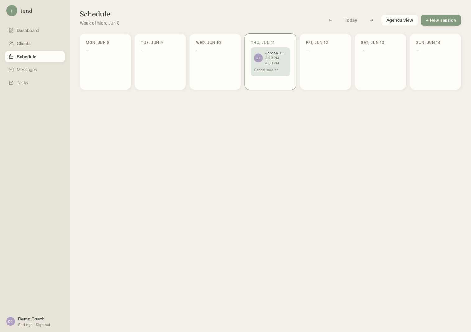 A schedule that breathes — product screenshot
